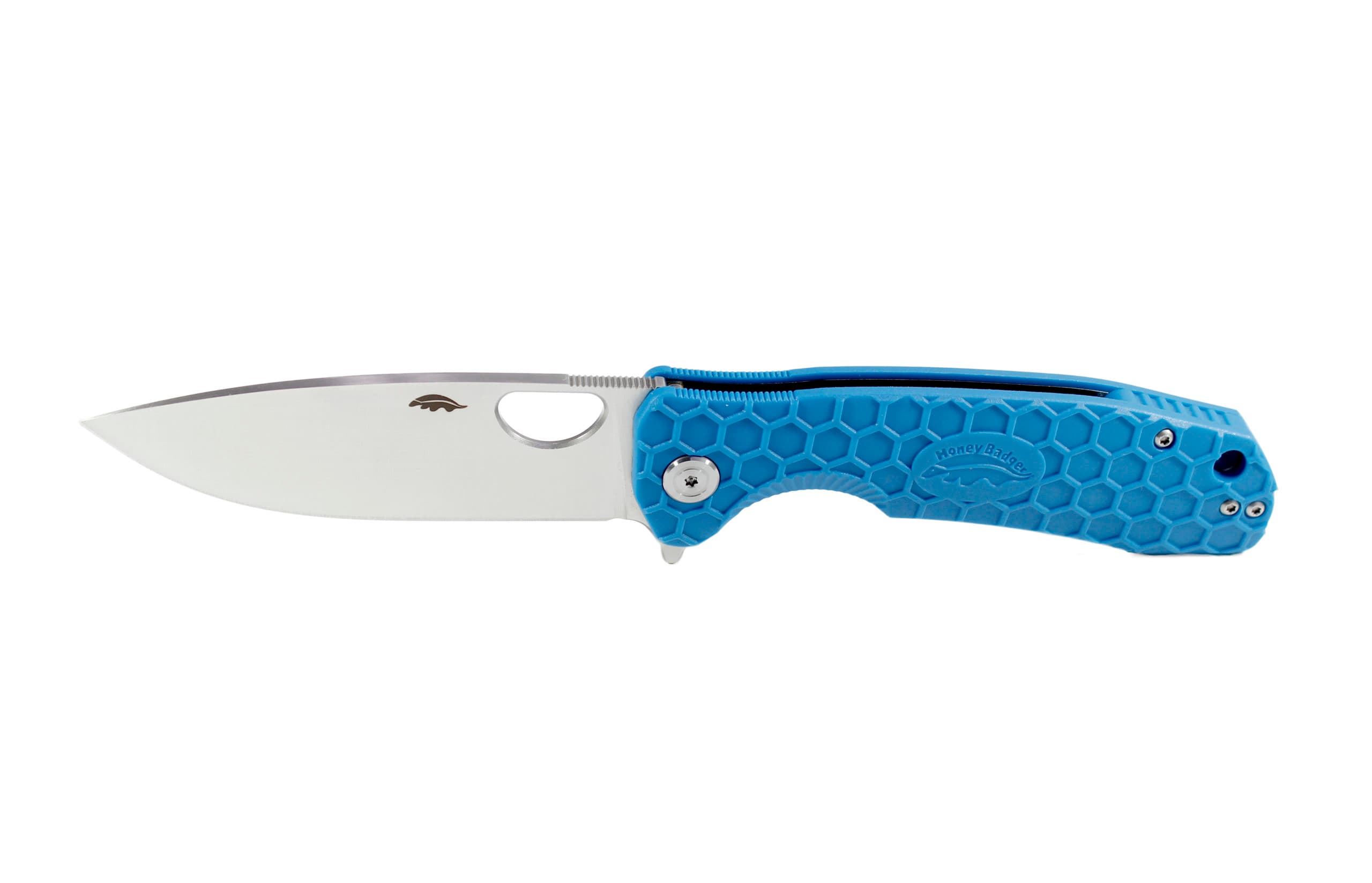 Honey Badger Flipper D2 – Large (No Choil) — Blue