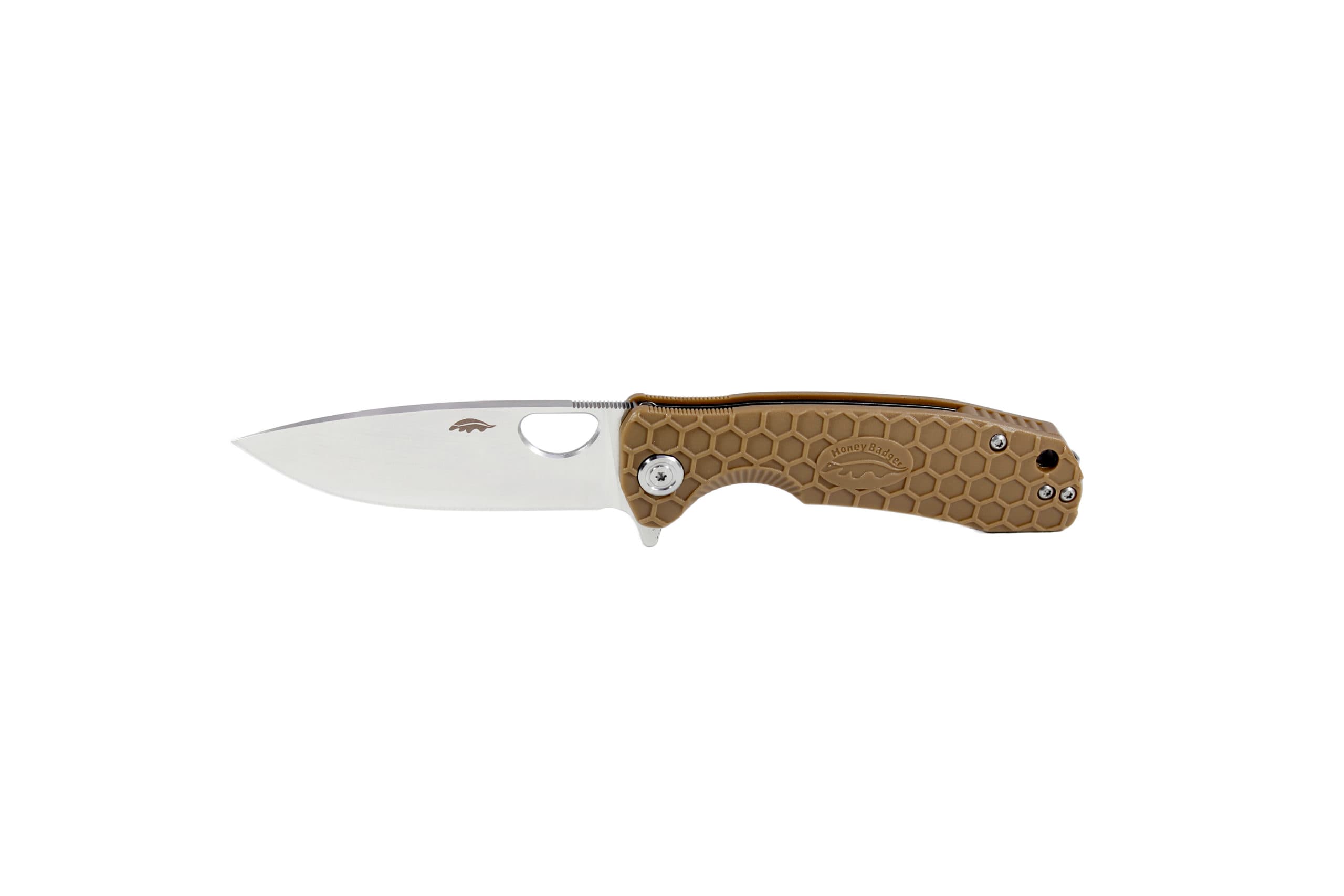 Honey Badger Flipper D2 – Small (No Choil) — Tan