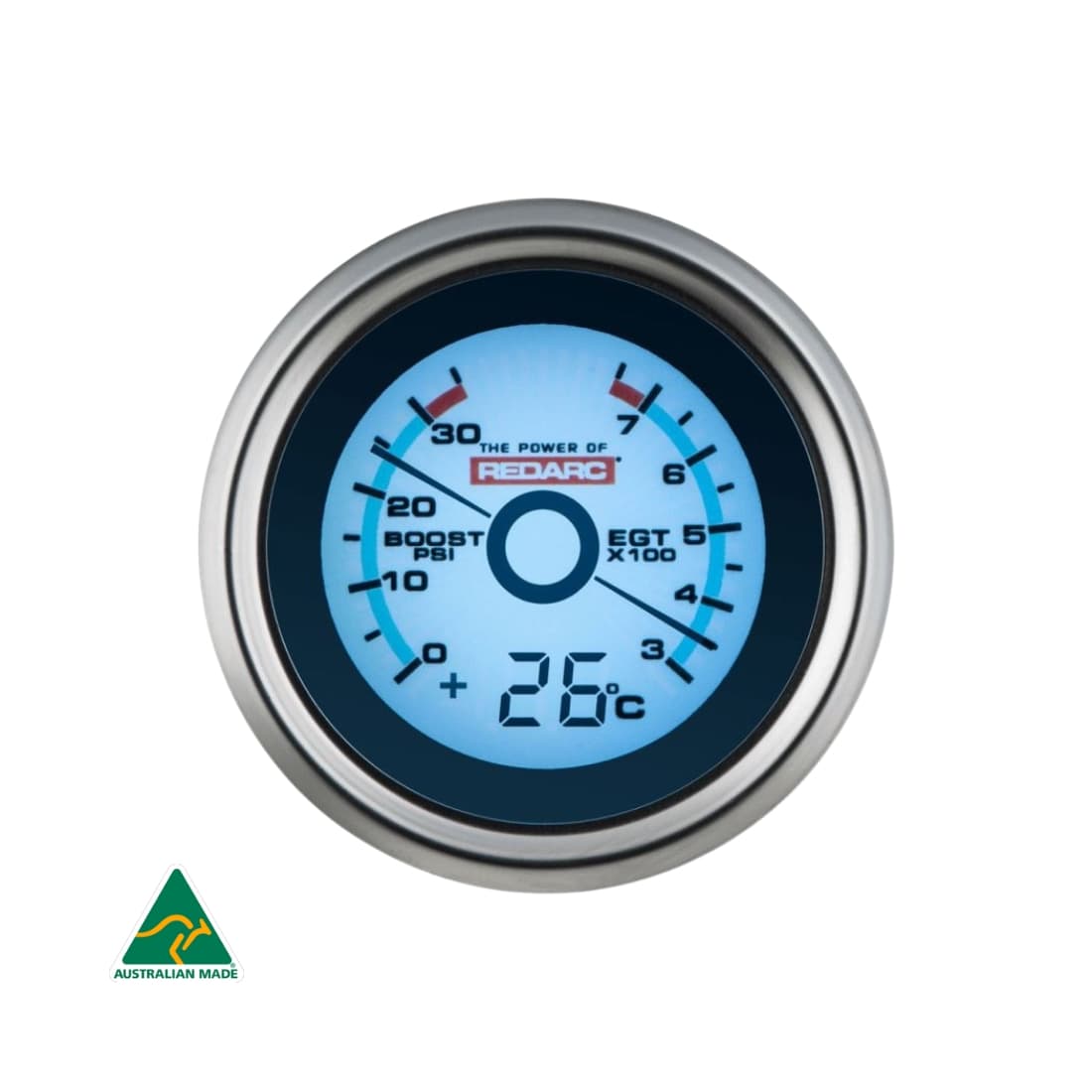 Egt + Boost Pressure Gauge with Optional Temperature Display